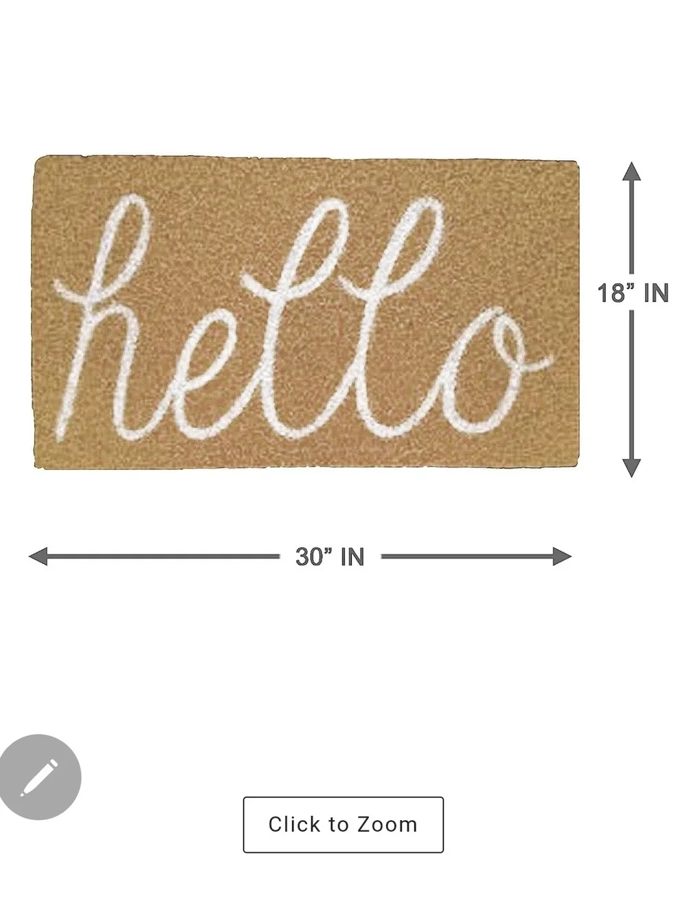 'Hello' Coir Doormat in Natural with White Script